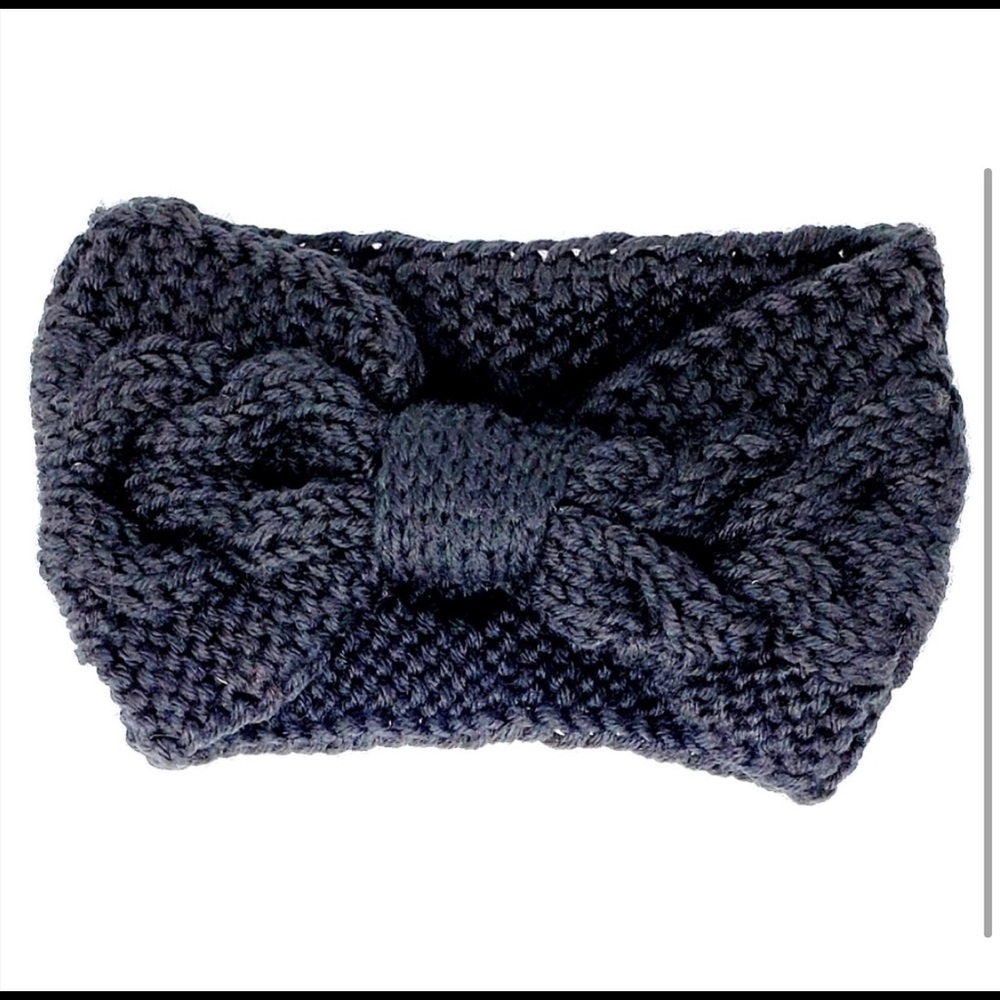 Winter Bow Knit Headband - Grey